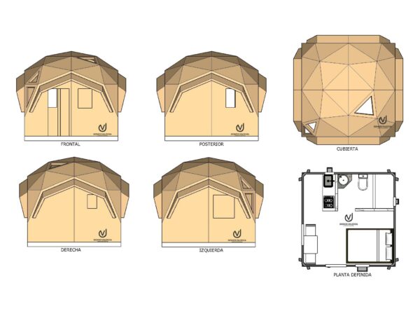 KIT BÁSICO + OSB QUADROSPHERA FORMATO GLAMPING 4X4M